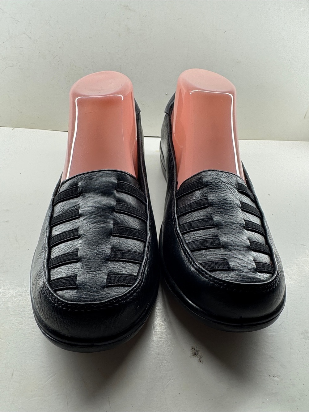 easy street Black Slip-On Loafers with Elastic Panels